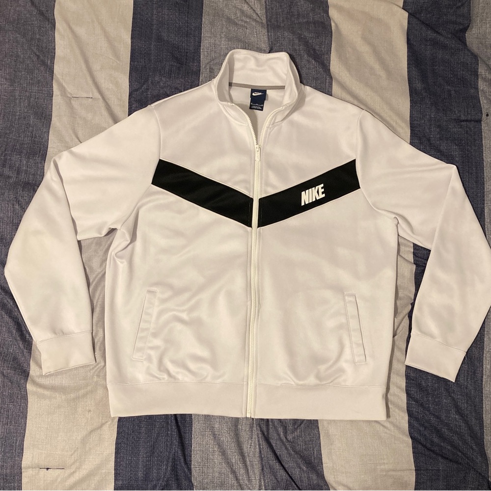 Nike Mens Track Jacket Sz XL White Polyester Full Zip